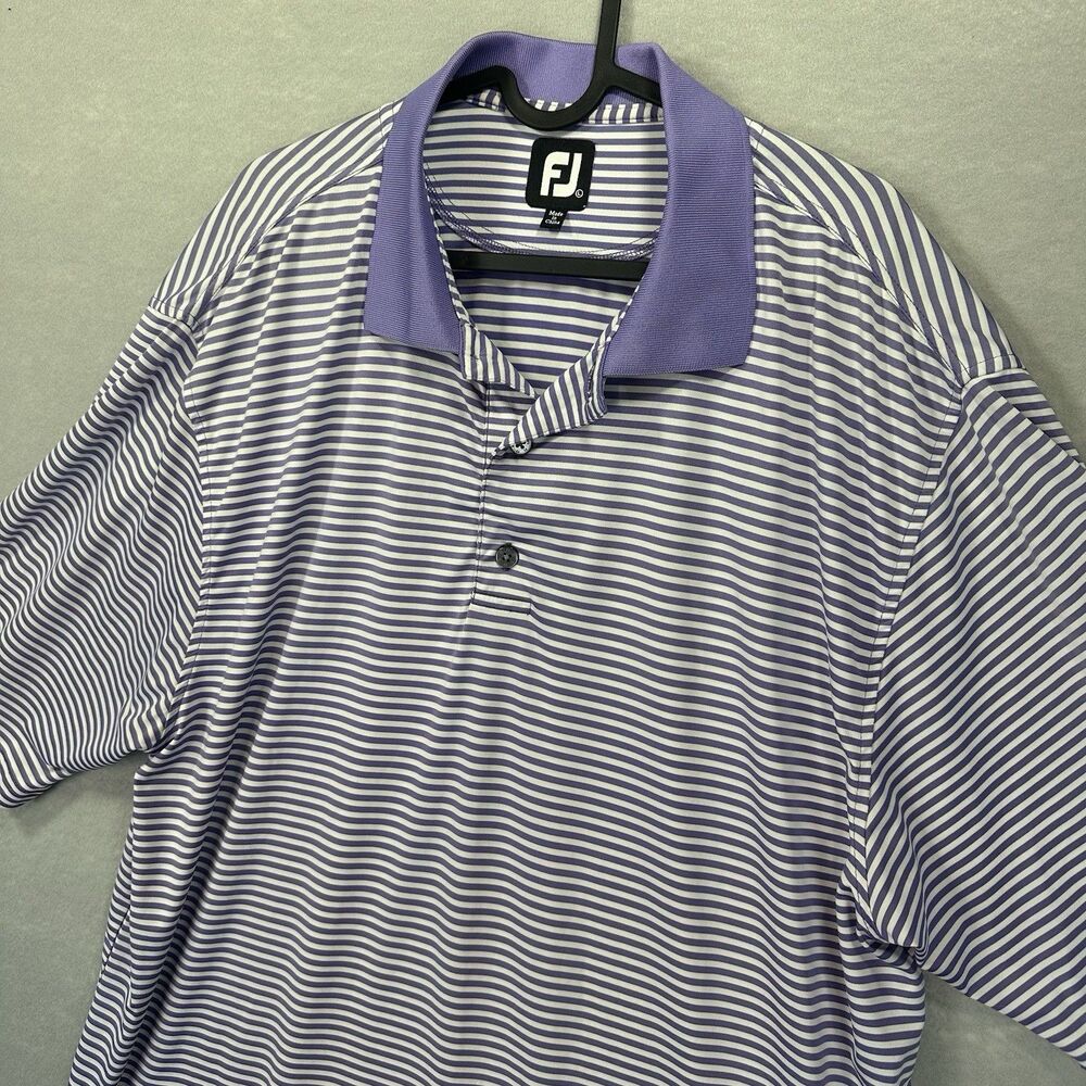 FootJoy Men’s Large‎ Golf Performance Polo Purple Stripes Stretch Fabric